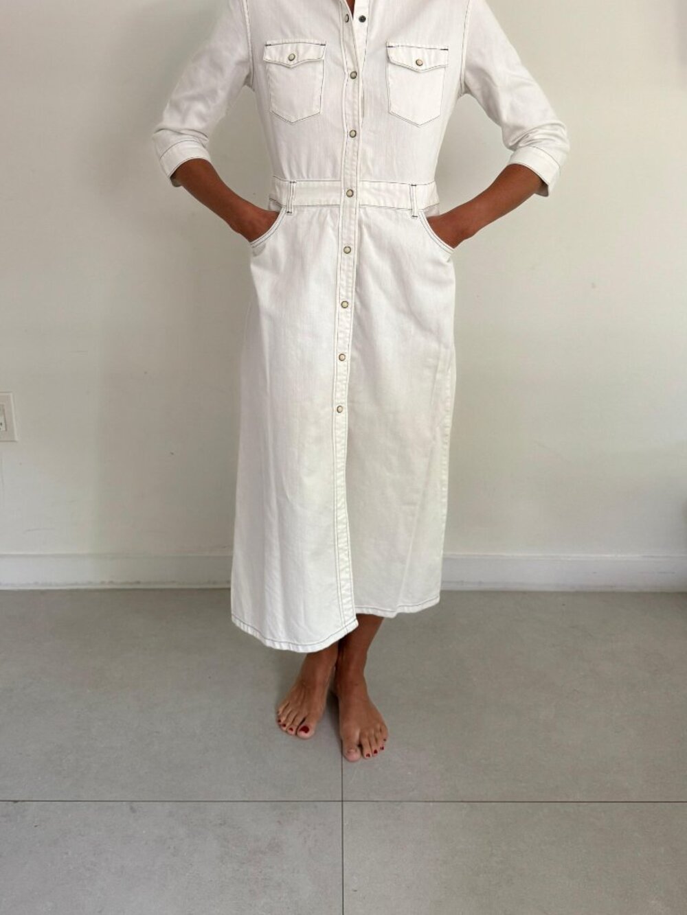 AllSaints White Denim Shirt Dress UK 10
